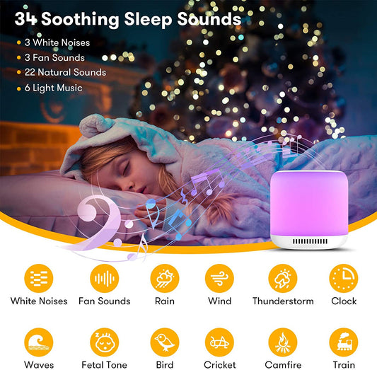 White Noise Sleep Aid For Baby Colourful Lights